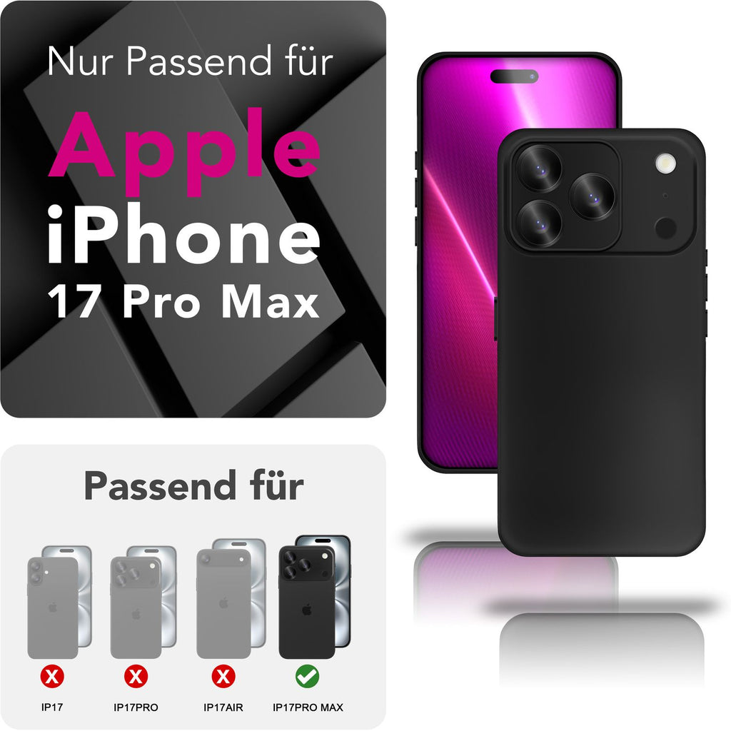 NALIA Hülle Strider für Apple iPhone 17 Pro Max (Mattes Slim-Case) - Ultradünn 1,28mm, Soft-Touch TPU Cover, Staubschutz Tasten, Fingerabdruckarm, Handy Schutzhülle - Schwarz