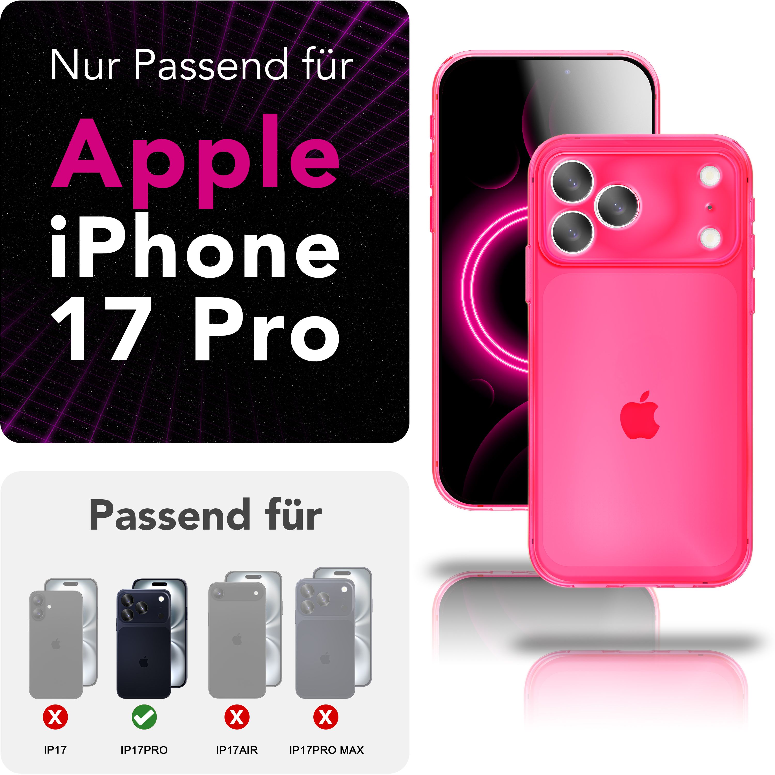 NALIA Hülle Vibe für Apple iPhone 17 Pro (Knallige Farben) - Leuchtstarkes TPU Cover mit Neon Farbboost, Durchsichtig & Biegsam, Anti-Gelb, Bunte Silikon Handyhülle