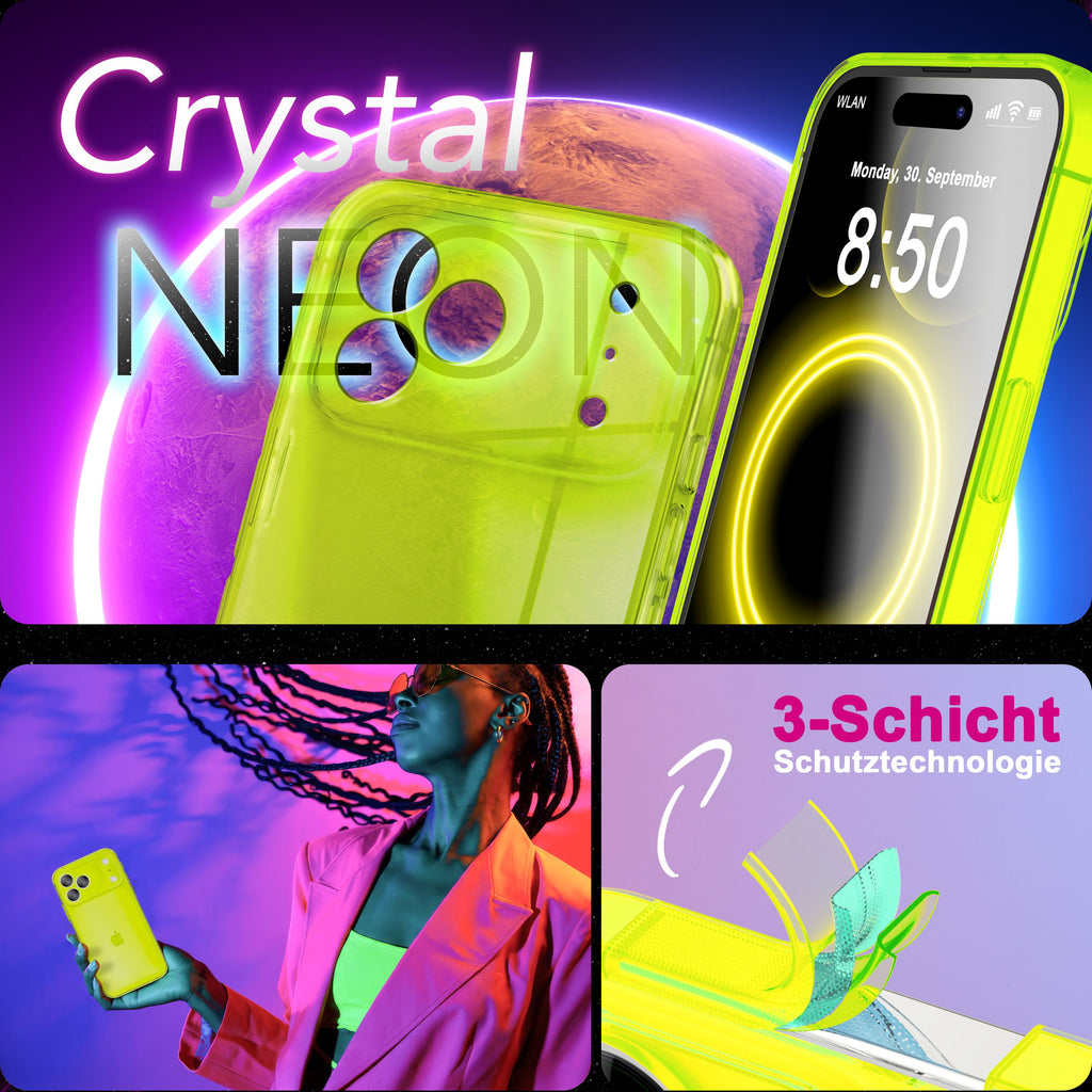 NALIA Hülle Vibe für Apple iPhone 17 Pro (Knallige Farben) - Leuchtstarkes TPU Cover mit Neon Farbboost, Durchsichtig & Biegsam, Anti-Gelb, Bunte Silikon Handyhülle