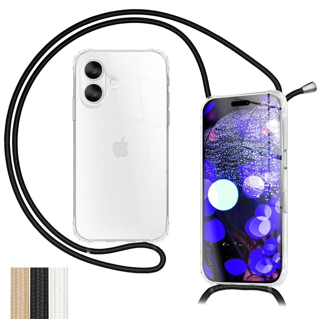 NALIA Hülle Hangit für Apple iPhone 17 (Umhängehülle) - Klare Handyhülle mit Band, Transparent & Anti-Gelb, Air-Cushion Ecken, Verstellbare 160cm Handykette