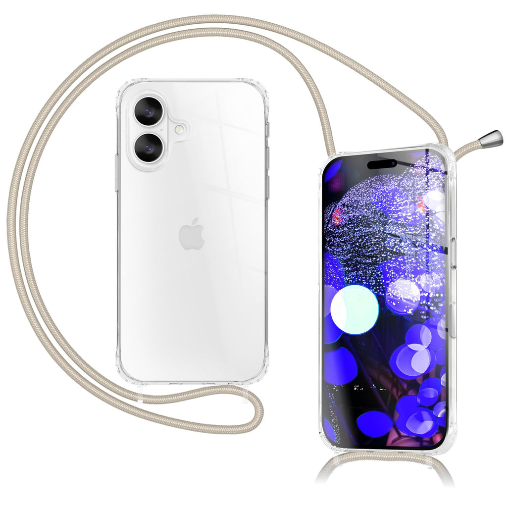 NALIA Hülle Hangit für Apple iPhone 17 (Umhängehülle) - Klare Handyhülle mit Band, Transparent & Anti-Gelb, Air-Cushion Ecken, Verstellbare 160cm Handykette