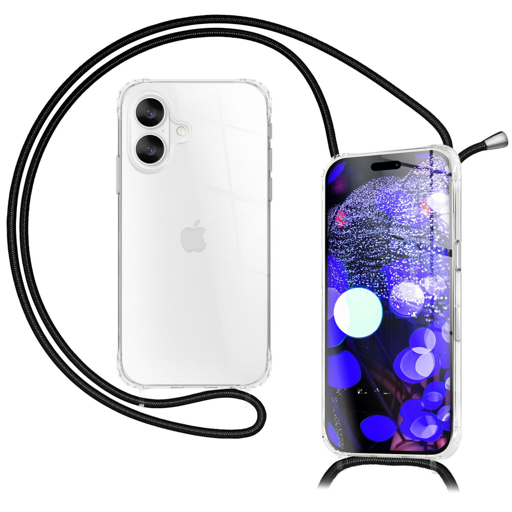 NALIA Hülle Hangit für Apple iPhone 17 (Umhängehülle) - Klare Handyhülle mit Band, Transparent & Anti-Gelb, Air-Cushion Ecken, Verstellbare 160cm Handykette