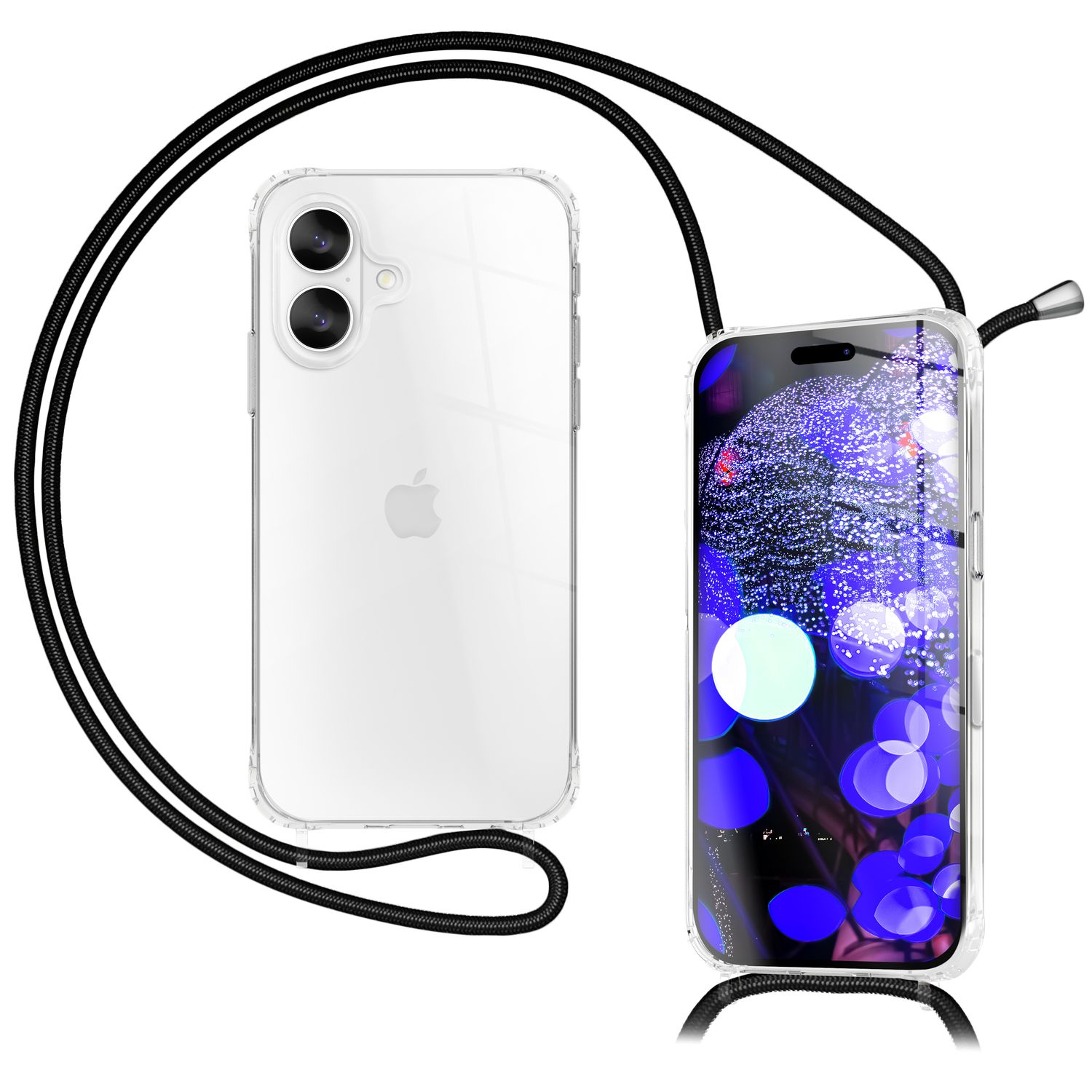 NALIA Hülle Hangit für Apple iPhone 17 (Umhängehülle) - Klare Handyhülle mit Band, Transparent & Anti-Gelb, Air-Cushion Ecken, Verstellbare 160cm Handykette