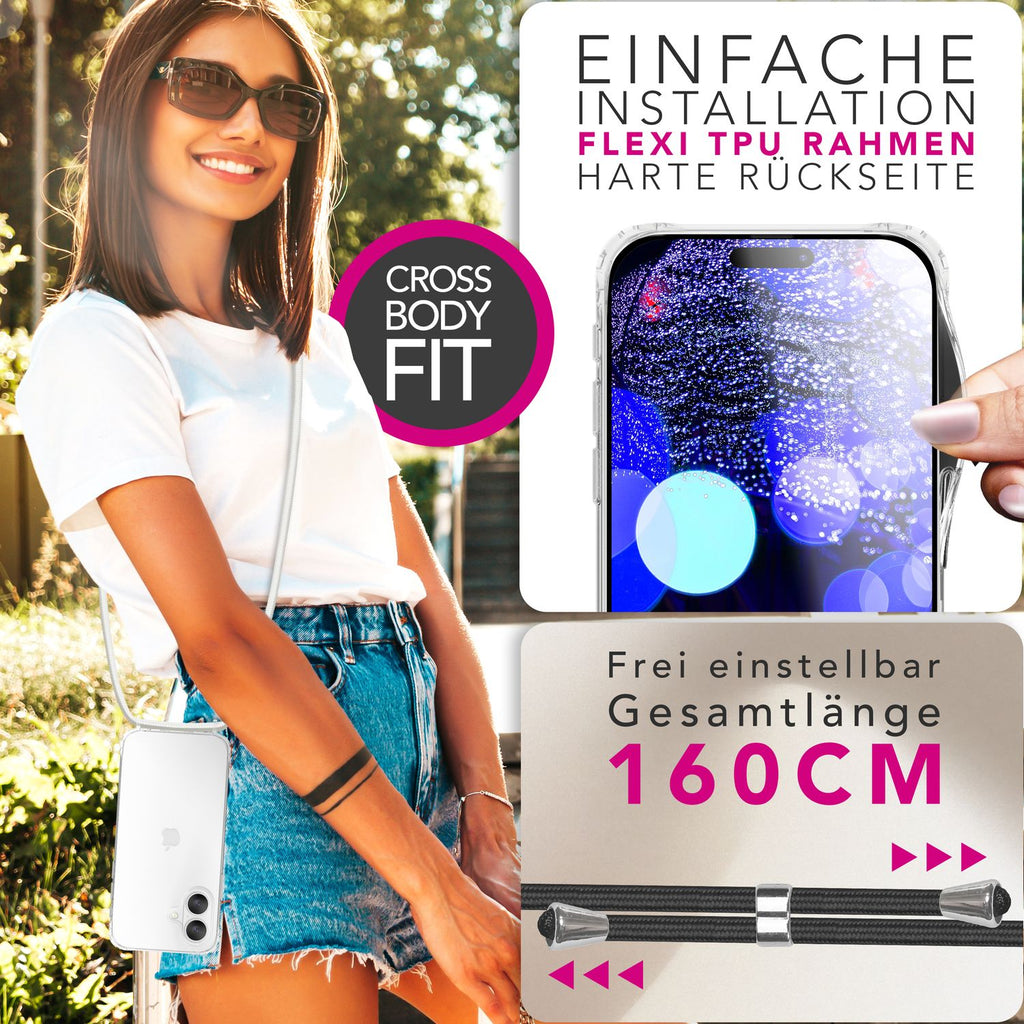 NALIA Hülle Hangit für Apple iPhone 17 (Umhängehülle) - Klare Handyhülle mit Band, Transparent & Anti-Gelb, Air-Cushion Ecken, Verstellbare 160cm Handykette