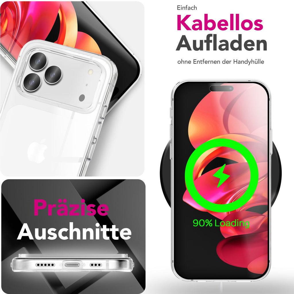 NALIA Hülle 360Guard für Apple iPhone 17 Pro (360° Rundumschutz) - Hochtransparente Handyhülle für Komplettschutz, Harte Rückschale & Frontfolie, Klar & Anti-Gelb, Touch-kompatibel