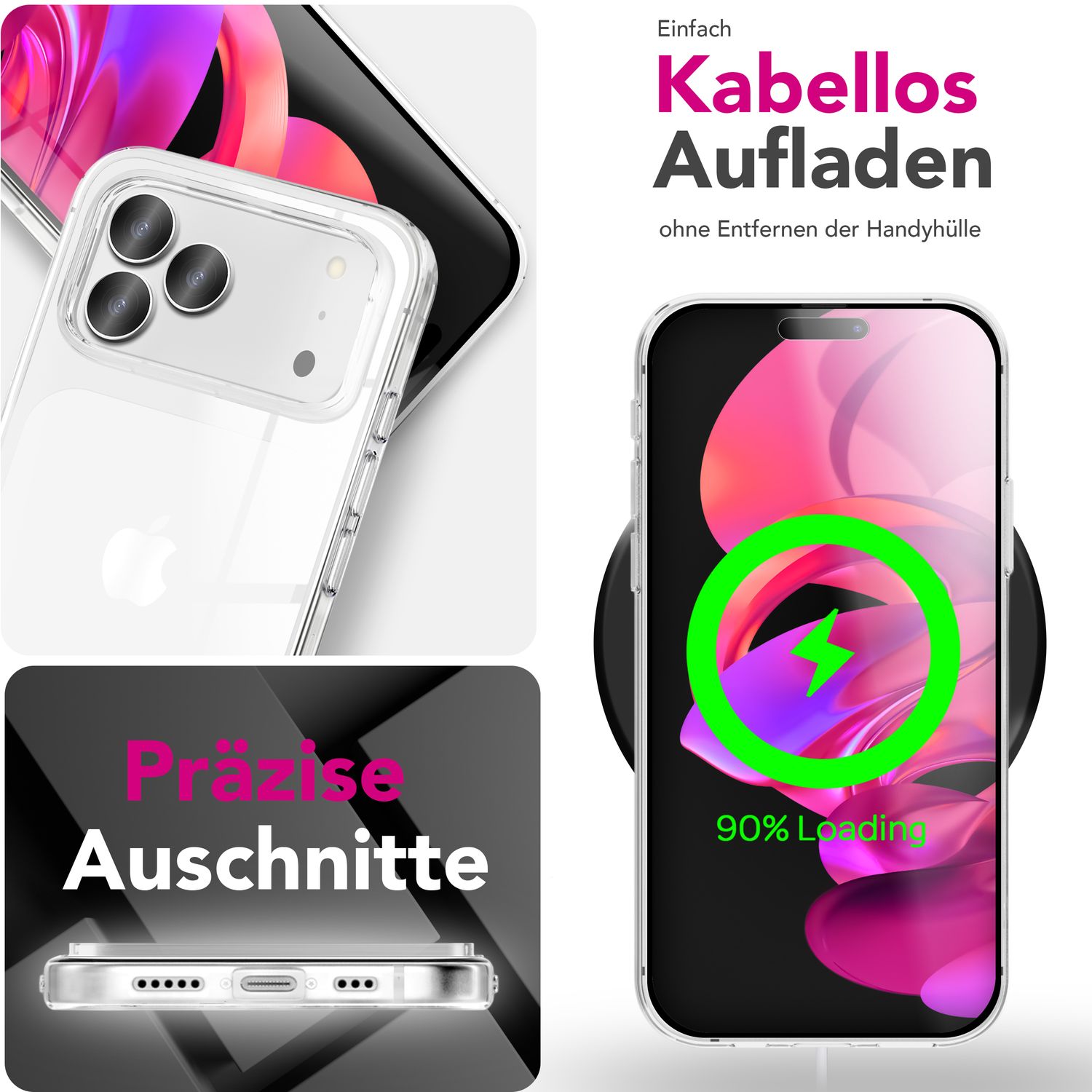 NALIA 360Guard passend für Apple iPhone 17 Pro Max Hülle (360° Rundumschutz) - Klare Full-Body Handyhülle, Kratzfeste PC-Rückseite & gehärtete Displayfolie, Transparent & Anti-Gelb