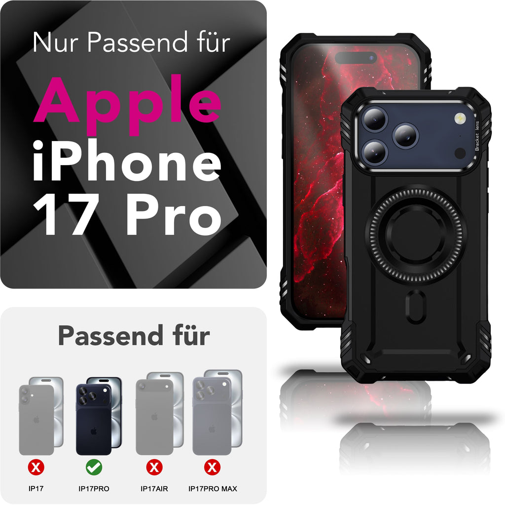 NALIA MagSafe Hülle Granite für Apple iPhone 17 Pro (Militär-Panzer) - Schlagfeste Handyhülle mit Kickstand, Rutschfestes Outdoor Armor Case, Fallschutz Cover