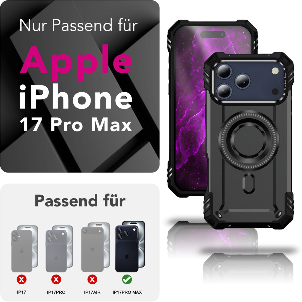 NALIA MagSafe Hülle Granite für Apple iPhone 17 Pro Max (Militär-Panzer) - Robustes Armor Kickstand Cover, Stoßfeste Outdoor Schutzhülle, Military Style Case