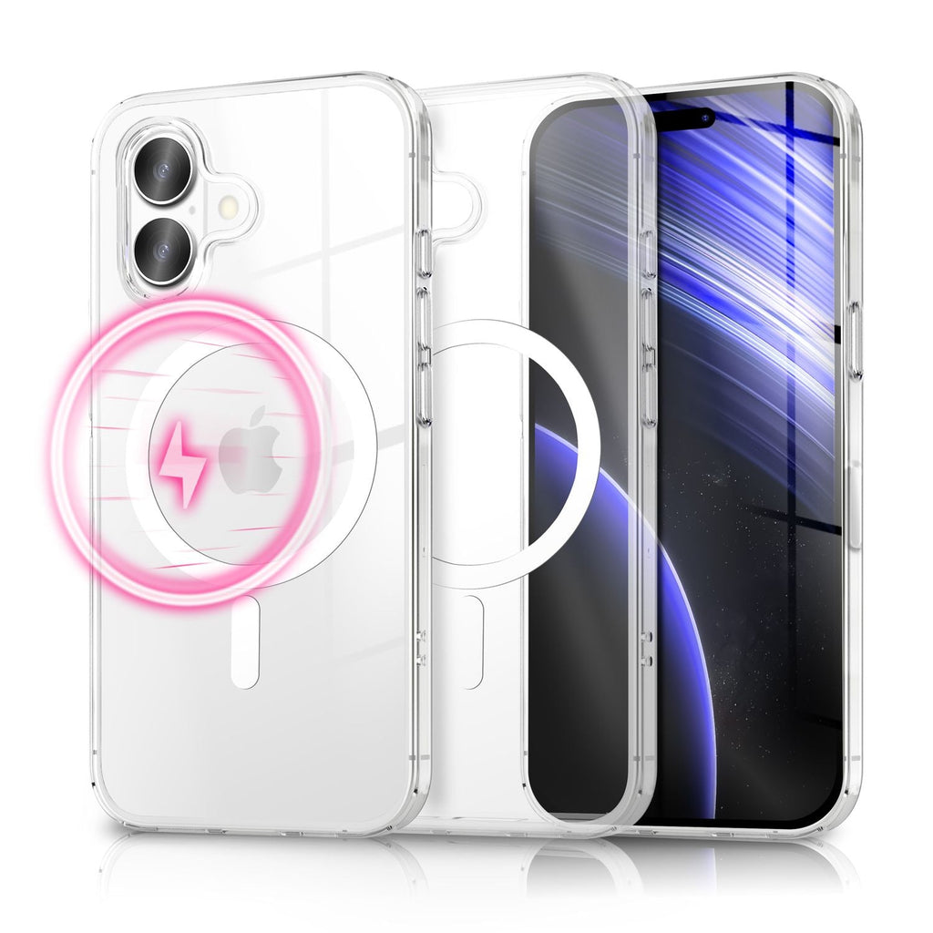 NALIA MagSafe Hülle Lumex für Apple iPhone 17 (Kristallklar mit MagPower) - Transparentes Hardcase mit TPU-Rahmen & Magnet-Ring, Stoßfest, Anti-Gelb, Klar, Passgenau & Robust