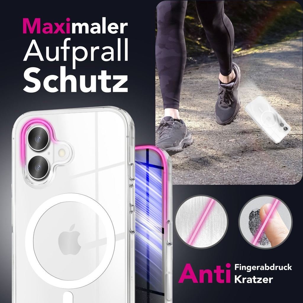 NALIA MagSafe Hülle Lumex für Apple iPhone 17 (Kristallklar mit MagPower) - Transparentes Hardcase mit TPU-Rahmen & Magnet-Ring, Stoßfest, Anti-Gelb, Klar, Passgenau & Robust