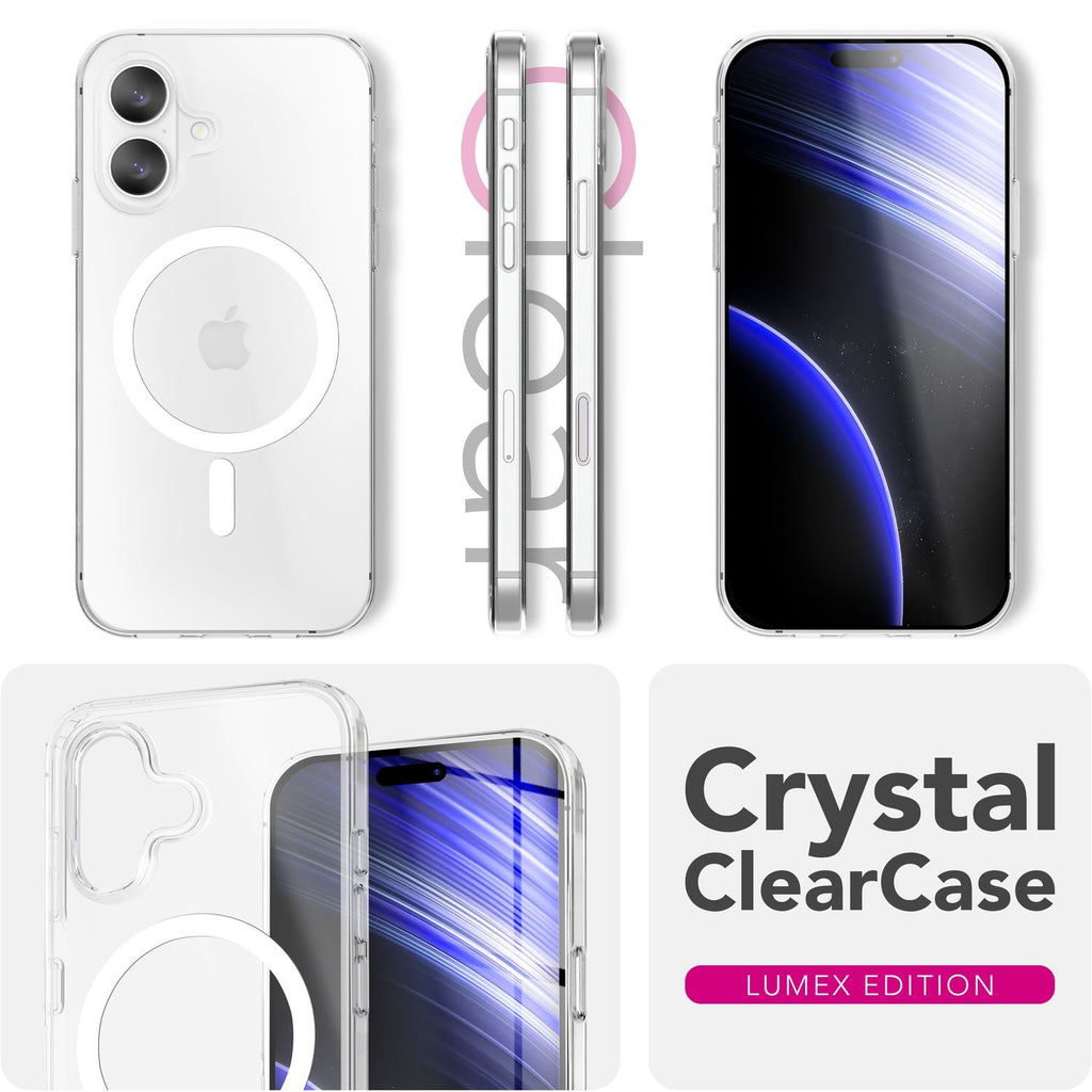 NALIA MagSafe Hülle Lumex für Apple iPhone 17 (Kristallklar mit MagPower) - Transparentes Hardcase mit TPU-Rahmen & Magnet-Ring, Stoßfest, Anti-Gelb, Klar, Passgenau & Robust