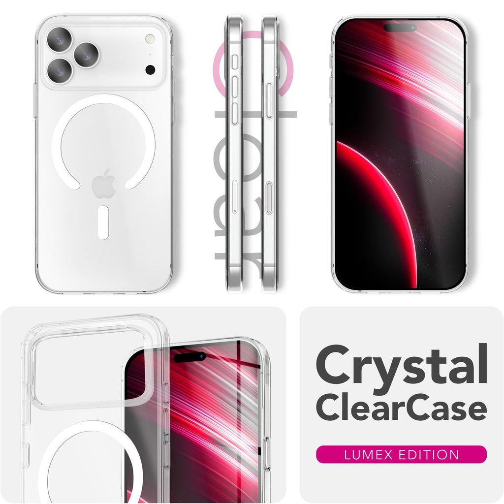 NALIA MagSafe Hülle Lumex für Apple iPhone 17 Pro (Kristallklar mit MagPower) - Durchsichtiges Hardcover mit Magnet-Ring, Transparentes PC-Case & TPU-Rahmen, Kratzfest, Stoßsicher