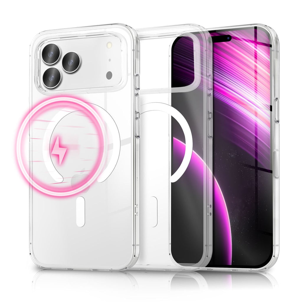 NALIA MagSafe Hülle Lumex für Apple iPhone 17 Pro Max (Kristallklar mit MagPower) - Transparentes Cover mit Magnet-Ring, Schlankes PC-Case & TPU-Rahmen, Stoßfest, Anti-Gelb, Klar