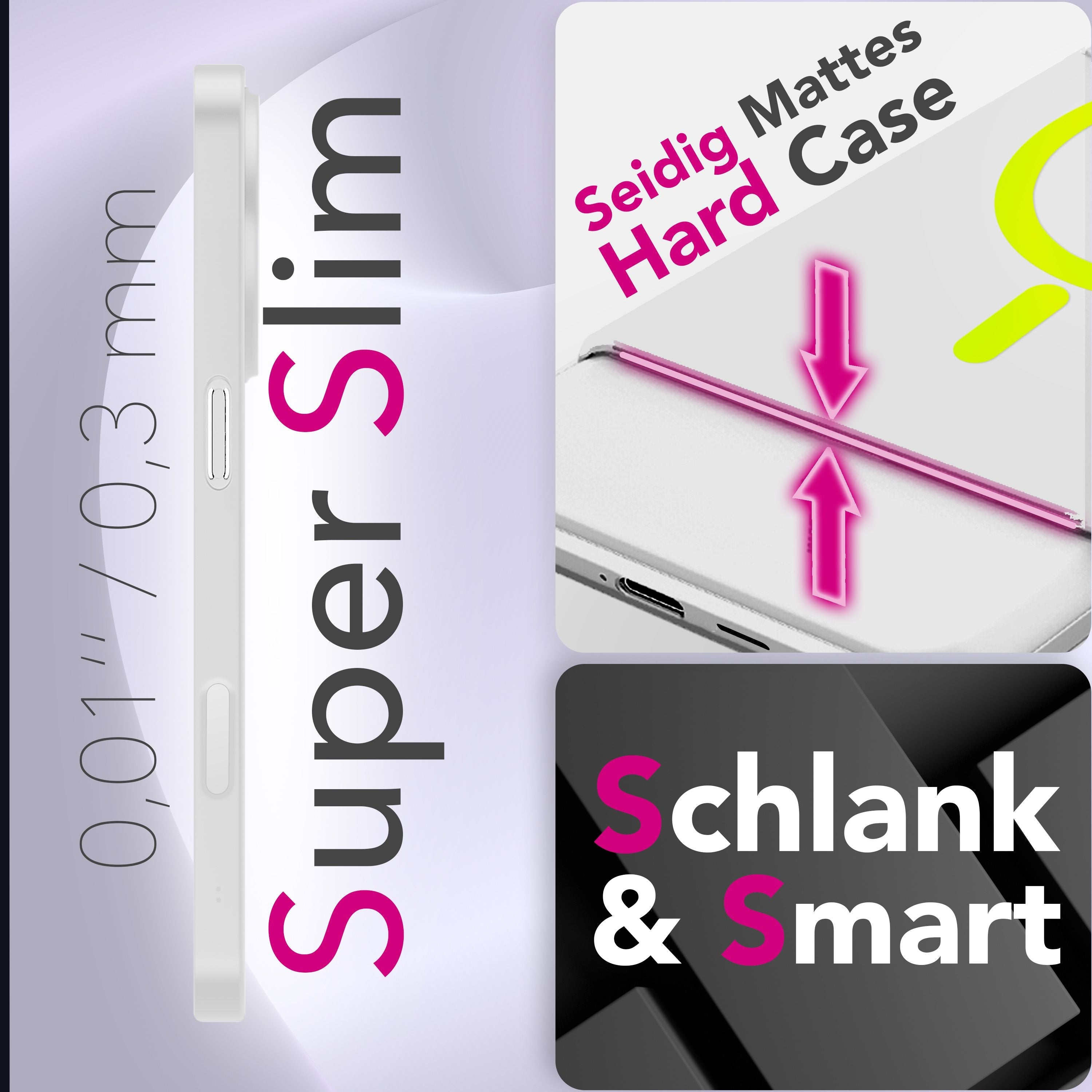 NALIA MagSafe Hülle Thinix Glow für Apple iPhone 17 (Extrem Dünn mit Leucht-Ring) - 0,3mm Ultra-Slim Hardcase, Glow Magnetring, Semi-Transparent & Mattiert