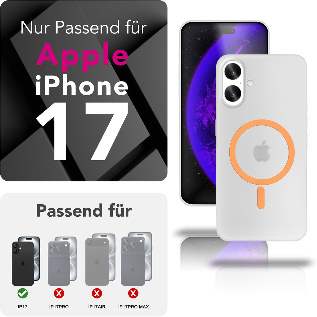 NALIA MagSafe Hülle Thinix Glow für Apple iPhone 17 (Extrem Dünn mit Leucht-Ring) - 0,3mm Ultra-Slim Hardcase, Glow Magnetring, Semi-Transparent & Mattiert