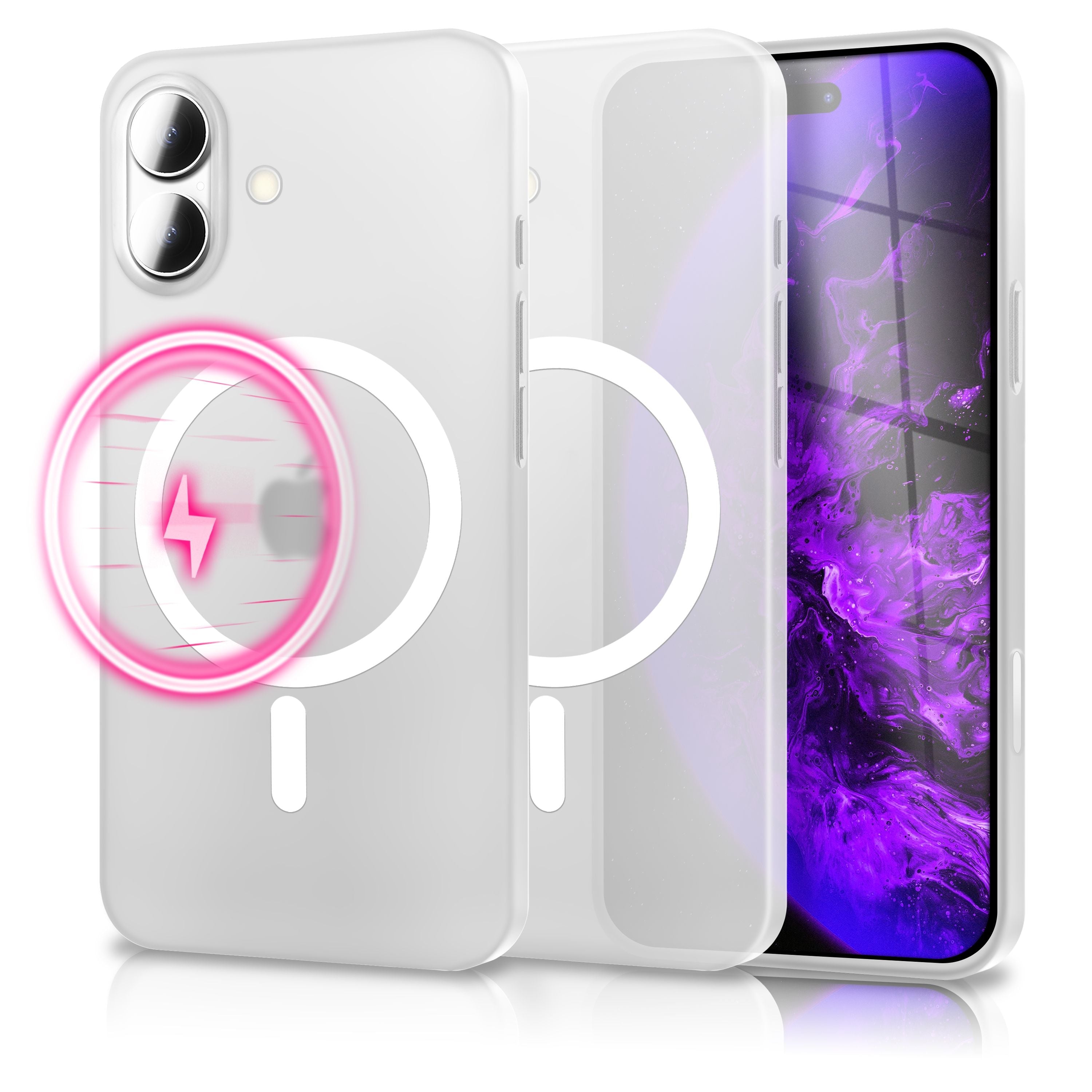 NALIA MagSafe Hülle Thinix Glow für Apple iPhone 17 (Extrem Dünn mit Leucht-Ring) - 0,3mm Ultra-Slim Hardcase, Glow Magnetring, Semi-Transparent & Mattiert