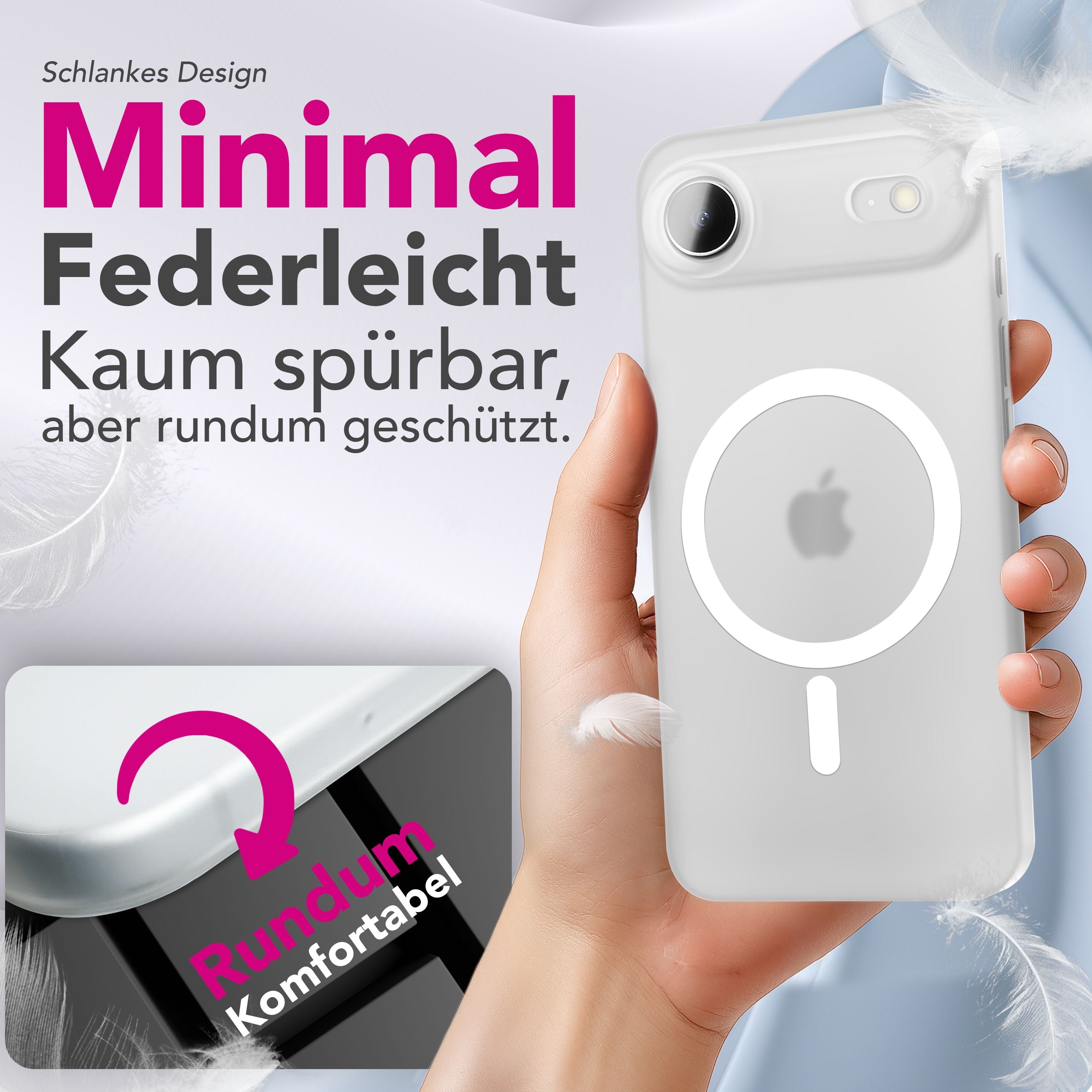 NALIA MagSafe Hülle Thinix Glow für Apple iPhone 17 Air (Extrem Dünn mit Leucht-Ring) - 0,3mm Ultra-Slim Hardcover, Leuchtet im Dunkeln, Durchsichtig & Matt