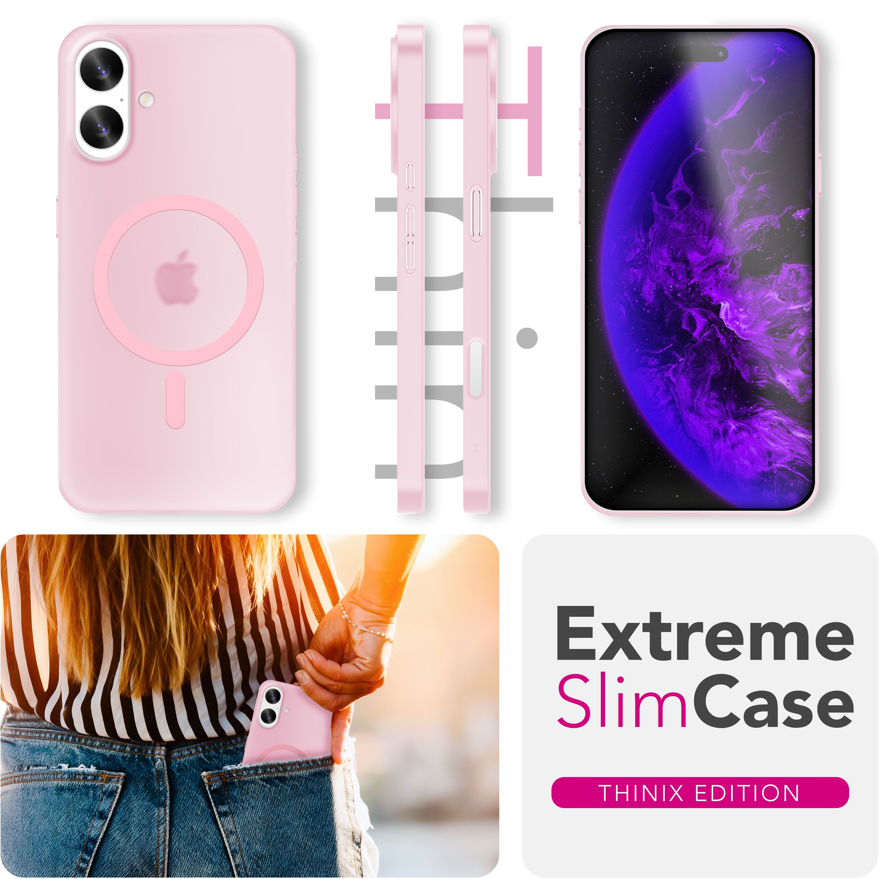 NALIA MagSafe Hülle Thinix für Apple iPhone 17 (Extrem Dünn mit MagPower) - 0,3mm Ultra-Slim Hardcase, Semi-Transparent, Matt & Anti-Fingerprint, Minimalistisch