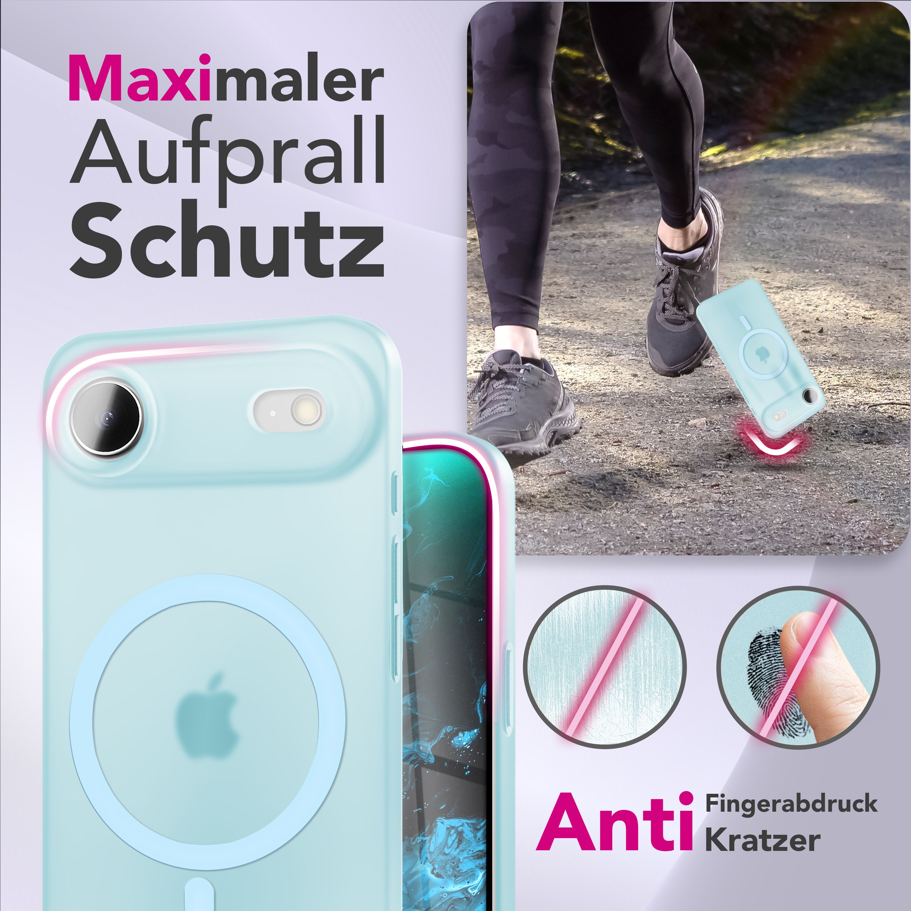 NALIA MagSafe Hülle Thinix für Apple iPhone 17 Air (Extrem Dünn mit MagPower) - 0,3mm Ultra-Schlankes Hardcase, Mattiert & Durchsichtig, Anti-Schlieren Finish