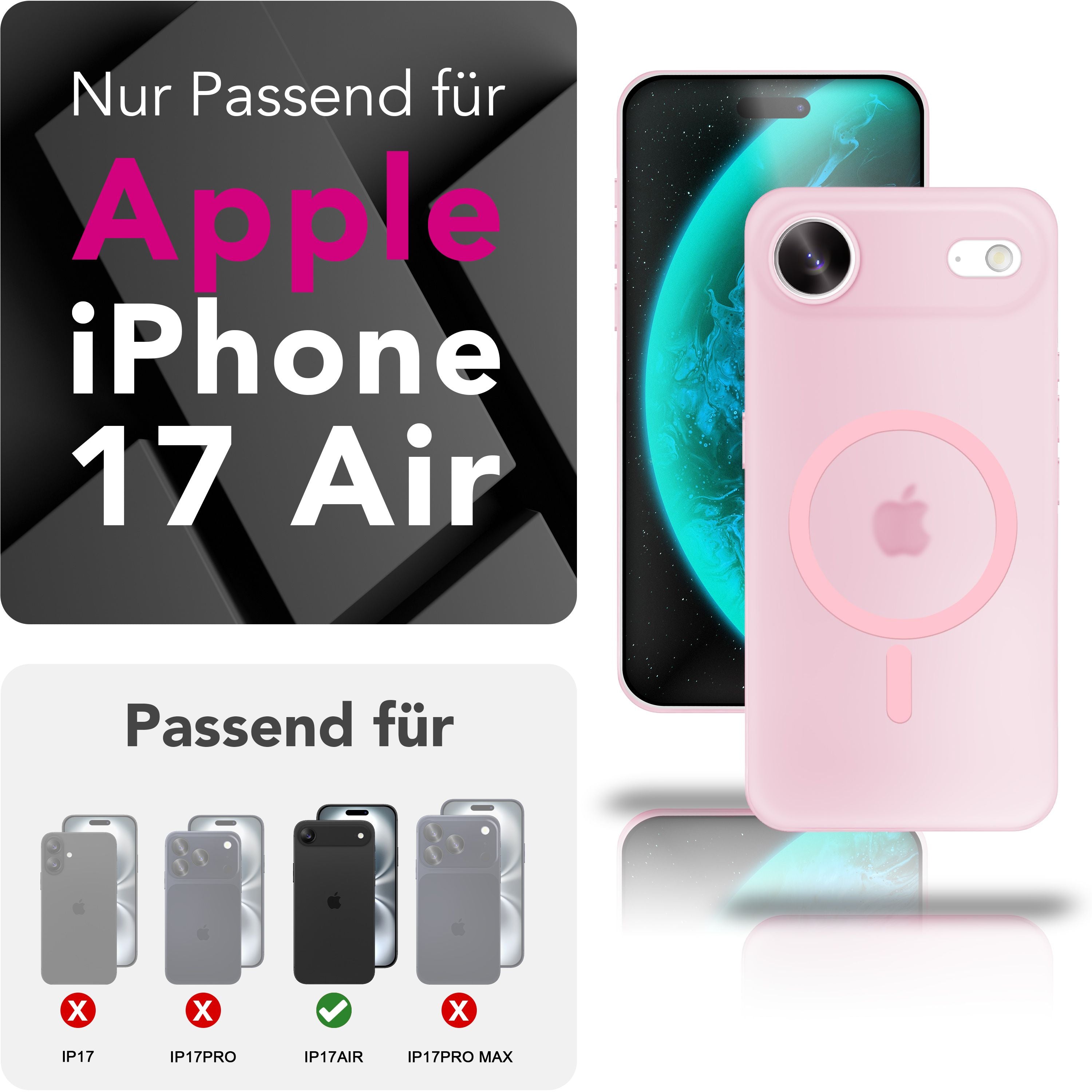 NALIA MagSafe Hülle Thinix für Apple iPhone 17 Air (Extrem Dünn mit MagPower) - 0,3mm Ultra-Schlankes Hardcase, Mattiert & Durchsichtig, Anti-Schlieren Finish