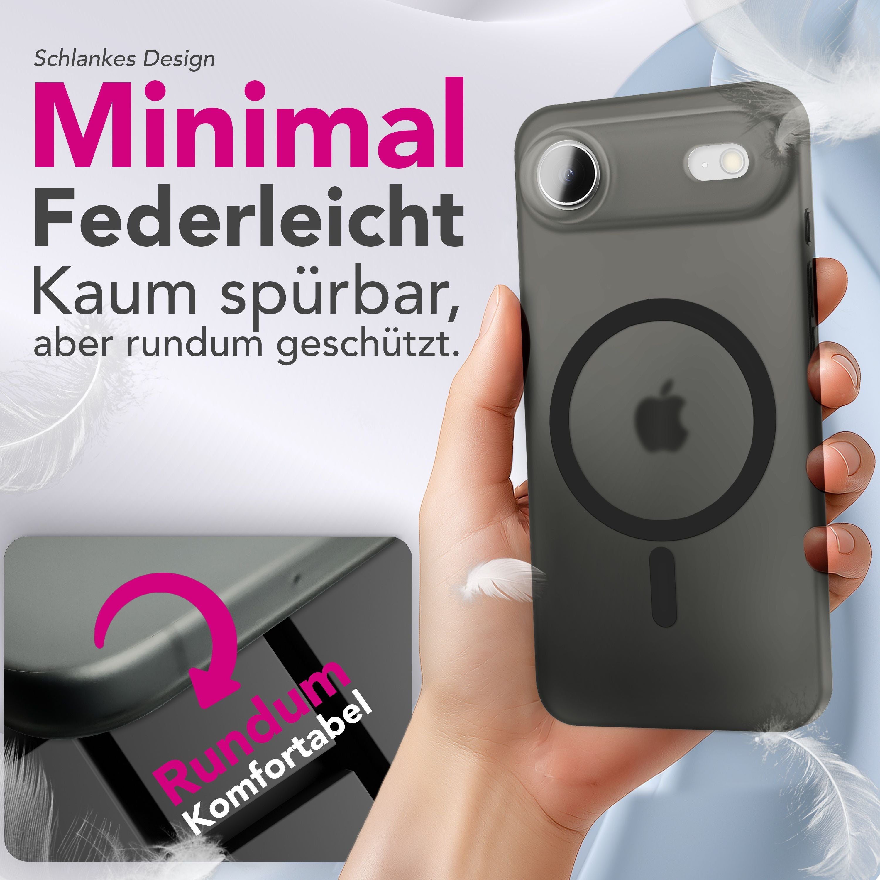 NALIA MagSafe Hülle Thinix für Apple iPhone 17 Air (Extrem Dünn mit MagPower) - 0,3mm Ultra-Schlankes Hardcase, Mattiert & Durchsichtig, Anti-Schlieren Finish