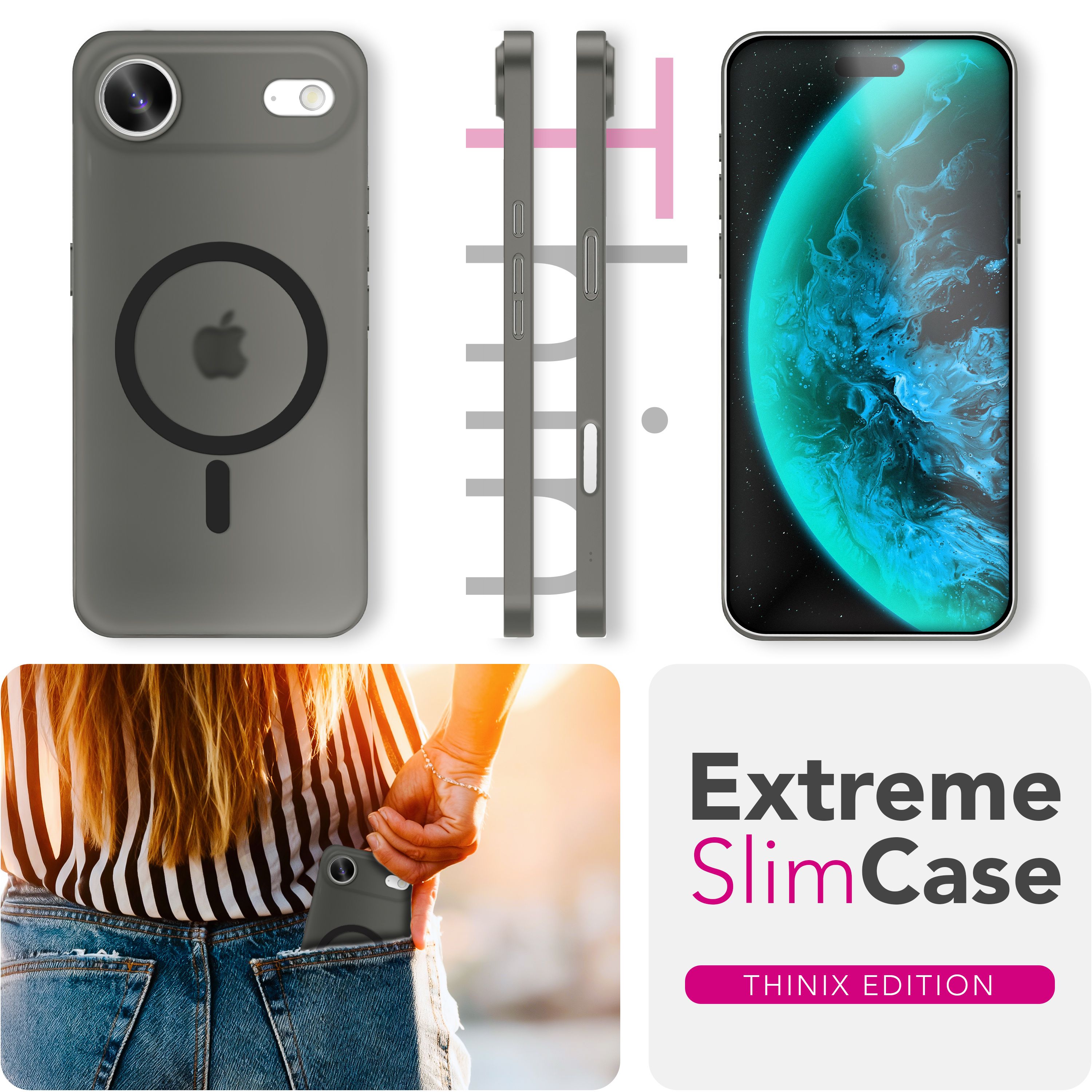 NALIA MagSafe Hülle Thinix für Apple iPhone 17 Air (Extrem Dünn mit MagPower) - 0,3mm Ultra-Schlankes Hardcase, Mattiert & Durchsichtig, Anti-Schlieren Finish