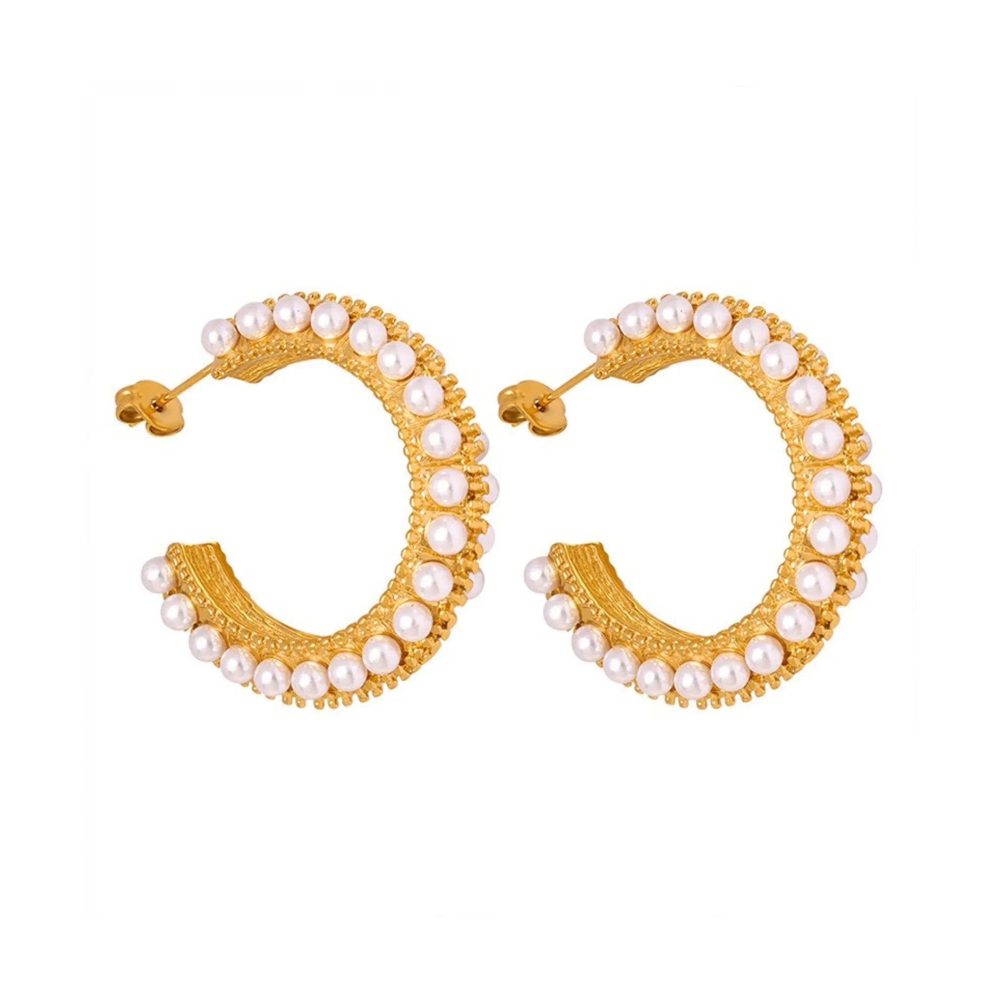 AKOYA HOOP EARRING 18K GOLD PLATED