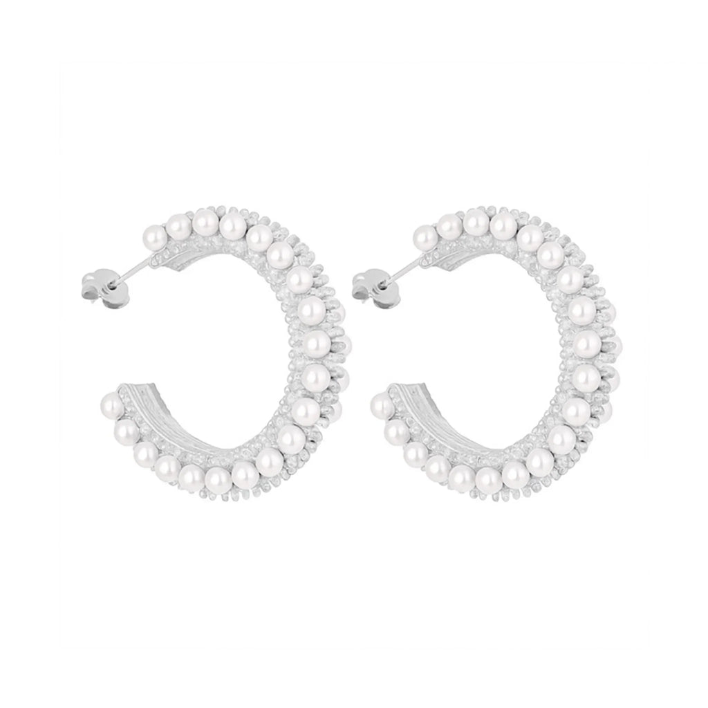 AKOYA HOOP EARRING SILVER