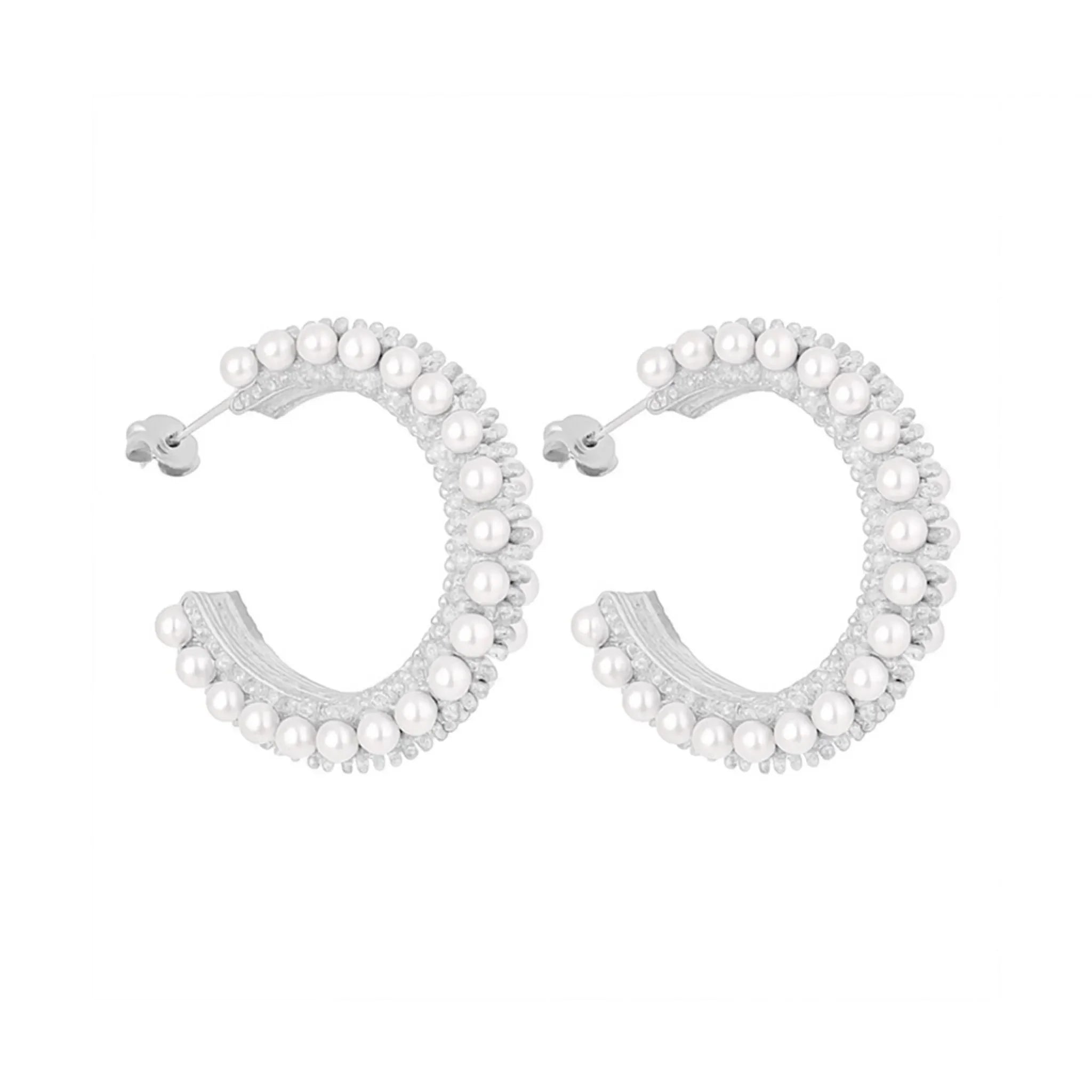 AKOYA HOOP EARRING SILVER