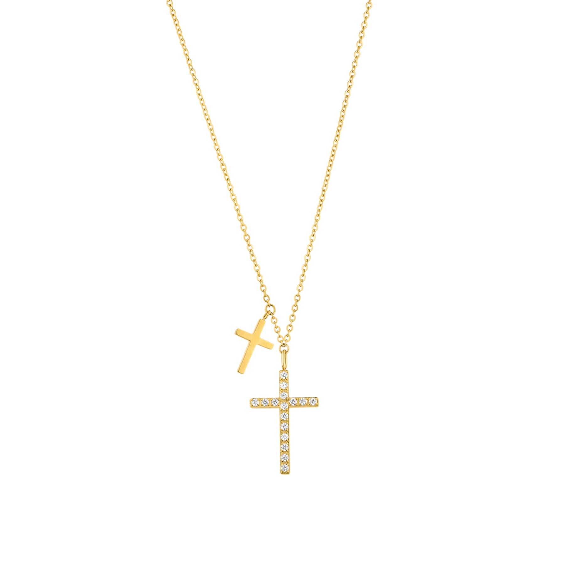 DOUBLE CROSS NECKLACE 18K GOLD PLATED