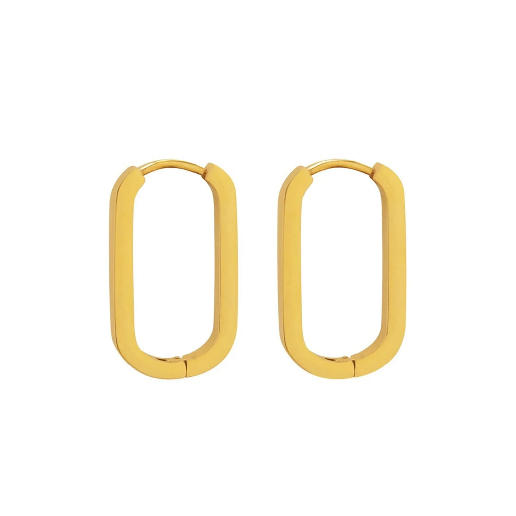 OVAL HOOP EARRING 18K GOLD PLATED